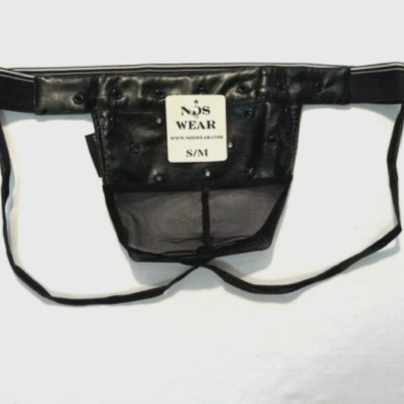 "NDS" Men's Pleather Net Jockstrap-Black (NDS-10100-BLK) Pleather Jockstrap - Picture 2 of 8